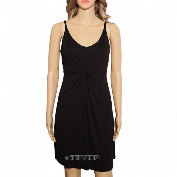 H&M Black Twist Front Knit Spaghetti Strap Sleeveless Casual Summer Dress Size M - Picture 3 of 9